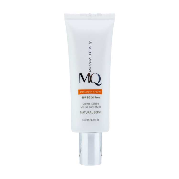 کرم ضد آفتاب فاقد چربی بژ طبیعی ام کیو spf50
