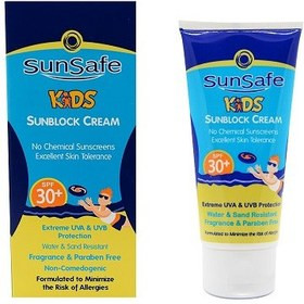 کرم ضد آفتاب کودکان سان سیف( spf30) مناسب پوست حساس کودکان التیام بخش و مرطوب کننده پوست فاقد مواد شیمیایی 50 گرمی